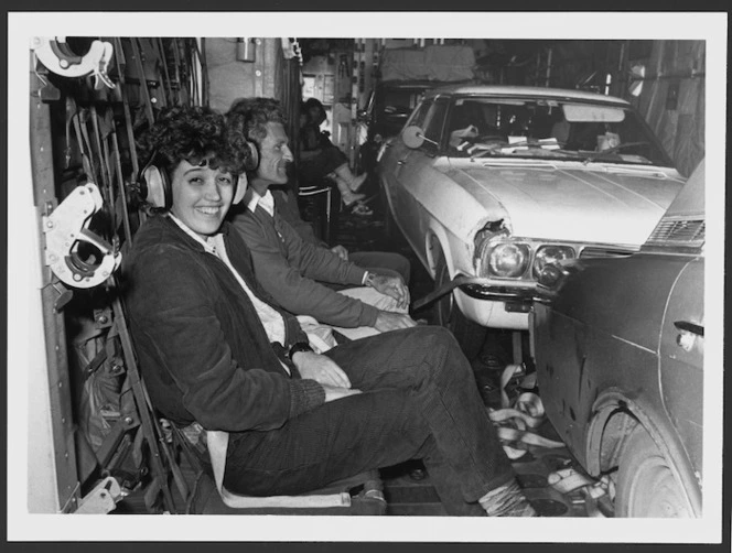 Sonja van Erkel in an Air Force Hercules - Photograph taken by Phil Reid