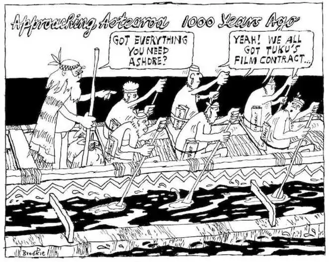 Brockie, Robert Ellison 1932-:Approaching Aotearoa 1000 Years Ago. National Business Review, 15 February 2002.