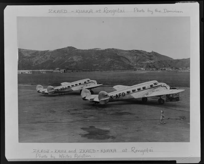 The planes Kahu and Kuaki at Rangotai photographed by Whites Aviation