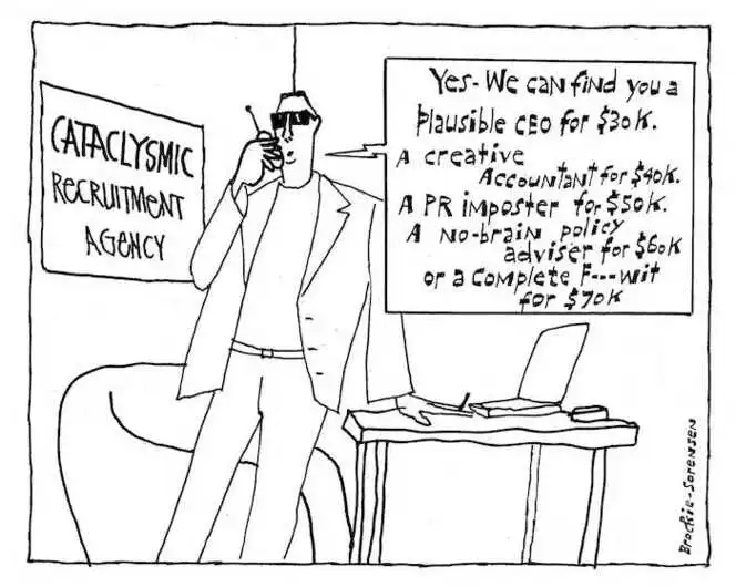 Brockie, Robert Ellison 1932- :Cataclysmic Recruitment Agency. National Business Review. 3 May, 2002.