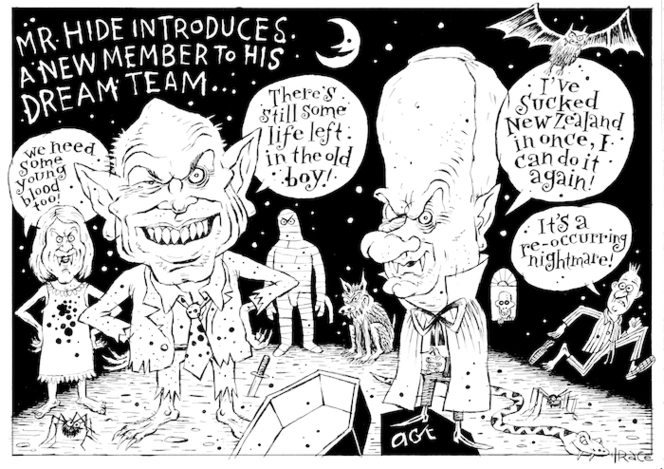 'Mr Hide introduces a new member of his dream team..' "We need some young blood too!" "There's still some life left in the old boy!" "I've sucked New Zealand in once, I can do it again!" "It's a recurring nightmare!" 22 August, 2008