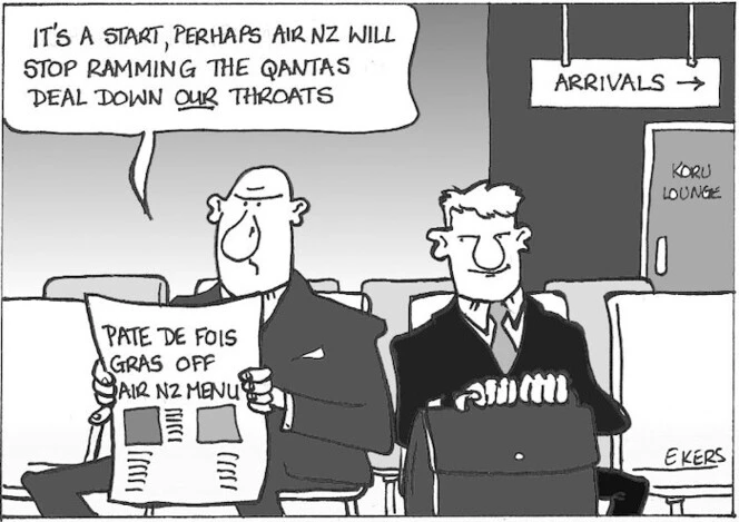 "It's a start, perhaps Air NZ will stop ramming the Qantas deal down OUR throats." April, 2003