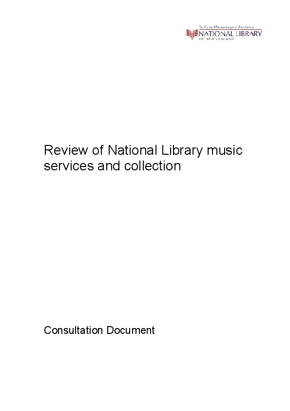 Review of National Library music services and collection [electronic resource] : consultation document.