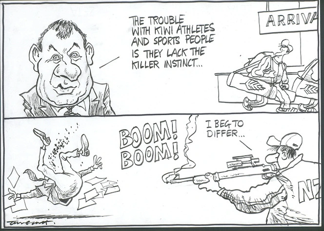 "The trouble with Kiwi athletes and sports people is they lack the killer instinct..." BOOM! BOOM! "I beg to differ..." 4 April, 2006.