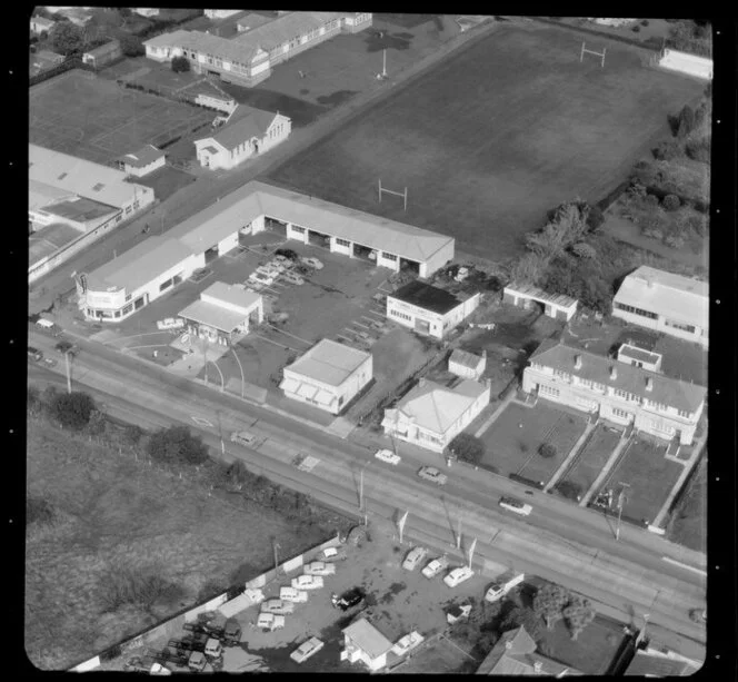 Otahuhu Primary School and petrol station, Great South Road, Otahuhu, Auckland
