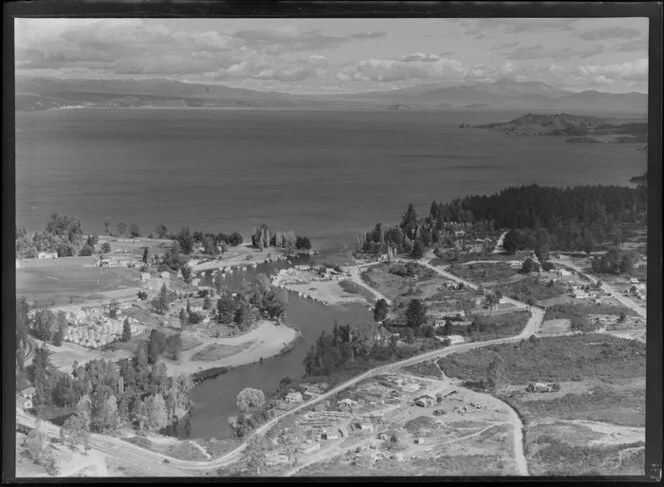 Lake Taupo, with Waikato River outlet