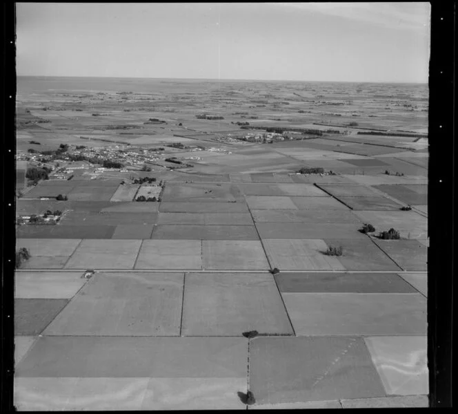 Selwyn District, Canterbury, with the township of Lincoln in the middle distance