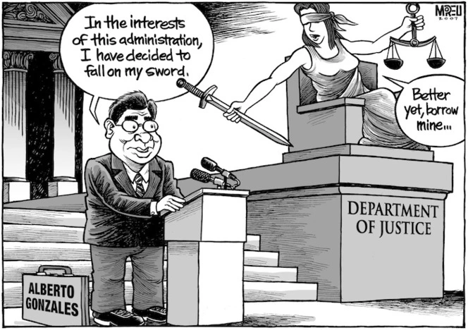 "In the interests of this administration I have decided to fall on my sword." "Better yet, borrow mine..." 29 August, 2007