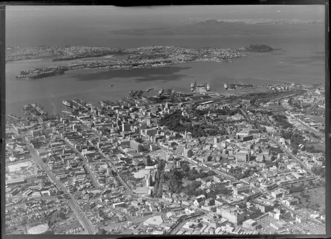 Auckland City and Wharf, looking towards Northshore