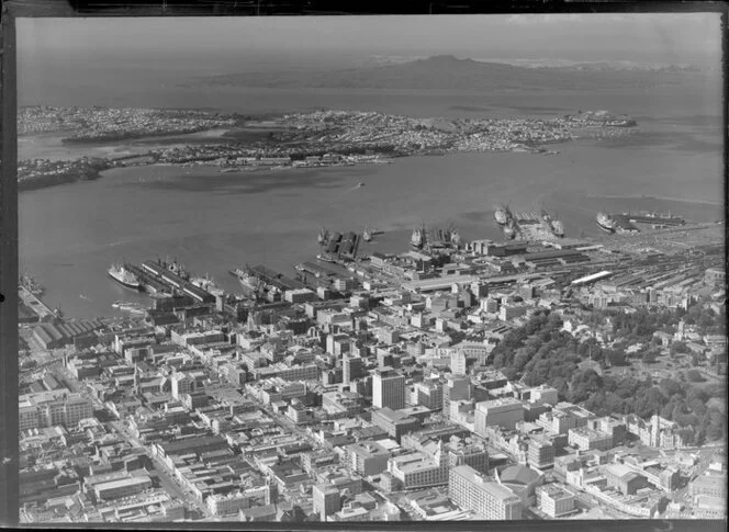 Auckland City and Wharf, looking towards Northshore