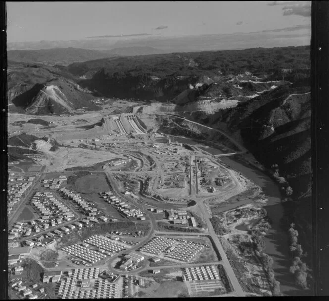 Matahina Hydroelectricity Scheme, showing housing areas for scheme workers