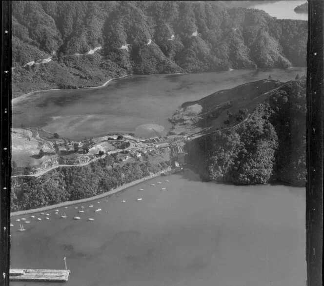 Picton, Marlborough District, featuring freezing works, harbour, and Shakespeare Bay