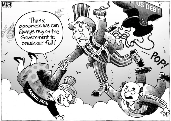 "Thank goodness we can always rely on the government to break our fall!" 9 September, 2008