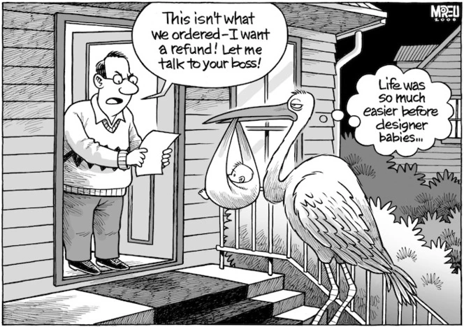 "This isn't what we ordered - I want a refund! Let me talk to your boss!" "Life was so much easier before designer babies..." 23 June, 2008