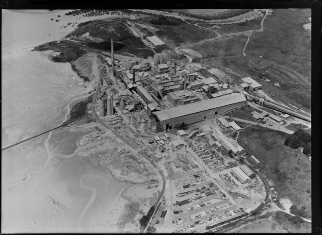 Cement works with shipping, Manukau