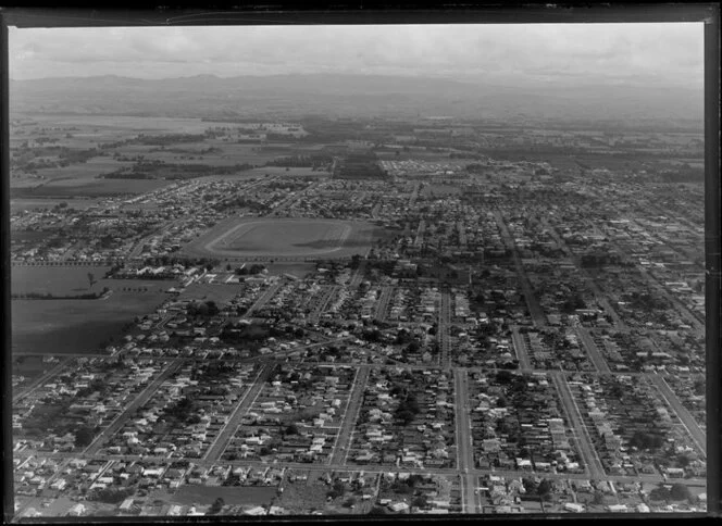 Hastings, Hawke's Bay, showing Elm Road, Oak Road cross and Racecourse