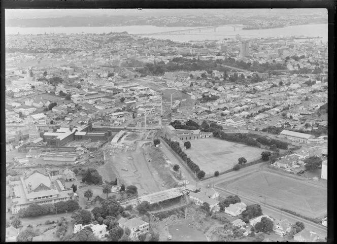 Construction of the Southern Motorway, including Mt Eden prison, Mt Eden, Auckland