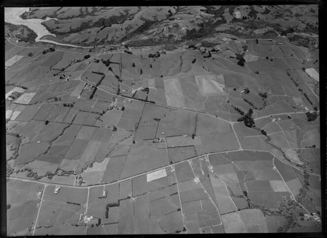 Aerial view of Pakuranga to Otara, at Botany Downs, Auckland, for Auckland Hospital Board