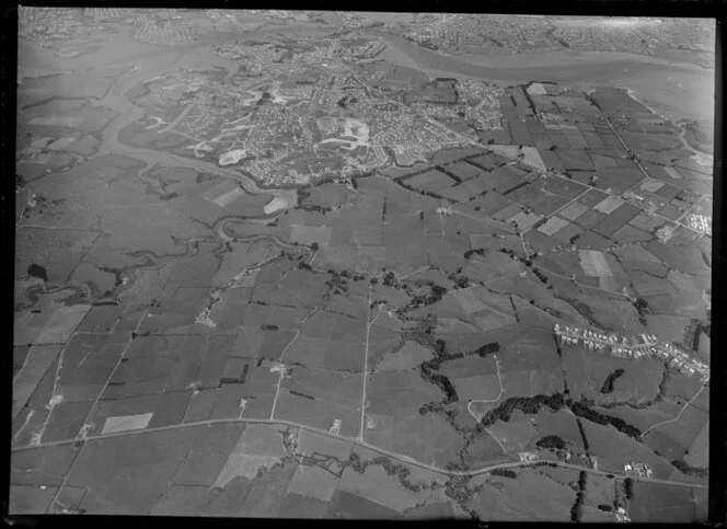 Aerial view of Pakuranga to Otara, Auckland, for Auckland Hospital Board