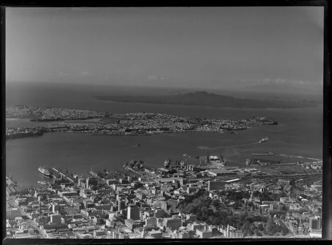 Auckland city, including Waitemata Harbour
