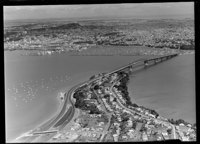 Northcote, with Auckland Harbour Bridge in the background