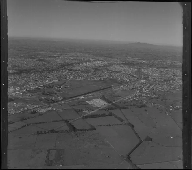 Te Rapa area, with race course in the distance, Hamilton, Waikato region