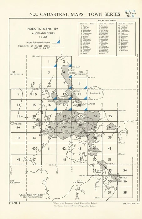 Index to NZMS 189. Auckland series 1:6336.