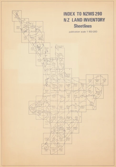 Index to NZMS 290 N Z land inventory : sheetlines : publication scale 1:100 000. [North Island].