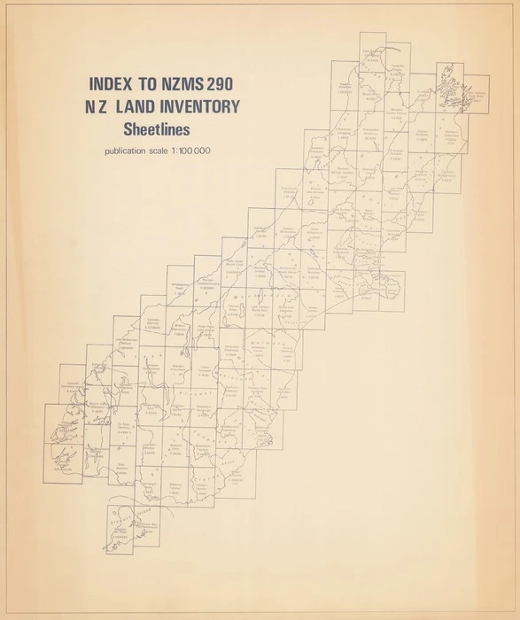Index to NZMS 290 N Z land inventory : sheetlines : publication scale 1:100 000. [South Island].