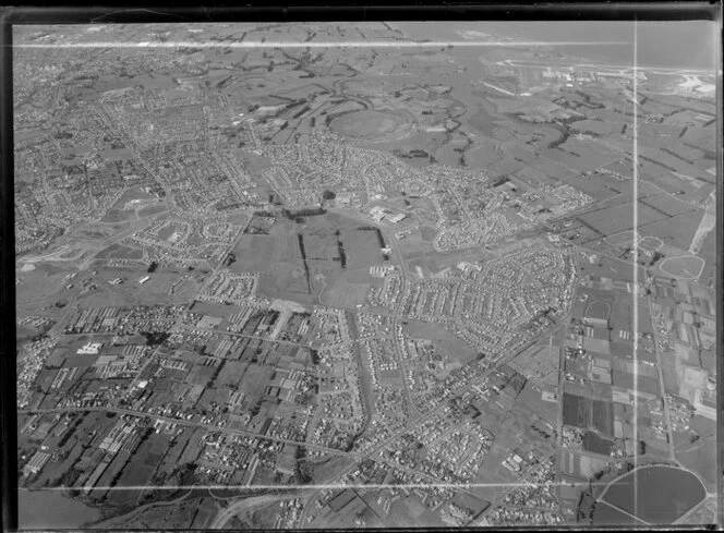 Mangere, Manukau with Mangere Airport development visible top right