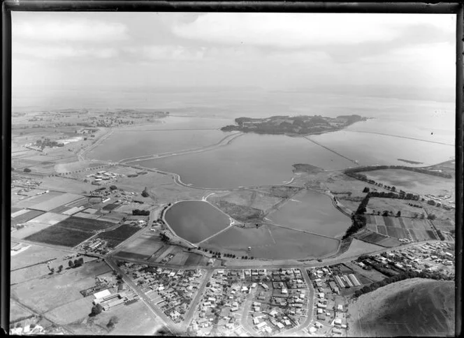 Sewage Treatment Plant, Mangere, for the Auckland Regional Authority, showing oxidation ponds