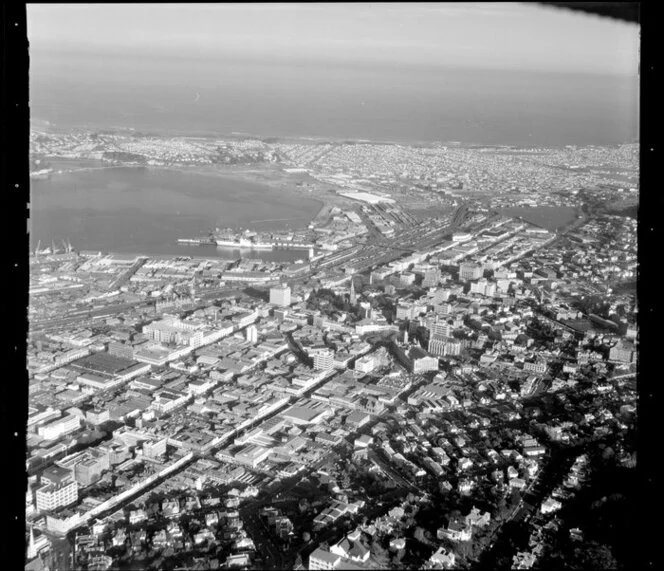 Dunedin city centre and part area, with The Octagon centre of picture