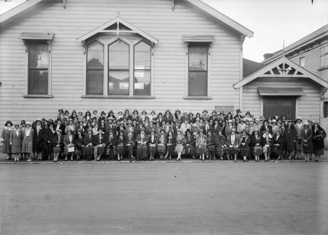 Group outside St Paul's School, Wellington