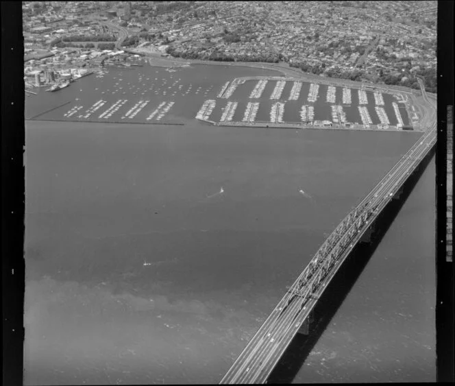 Waitemata Harbour including Auckland Harbour Bridge and Westhaven Marina