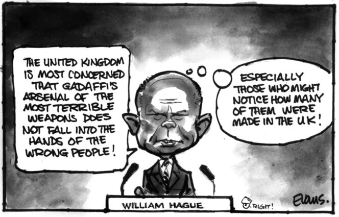 Evans, Malcolm Paul, 1945- :"The United Kingdom is most concerned that Gadaffi's arsenal of the most terrible weapons does not fall into the hands of the wrong people! ..." 24 August 2011