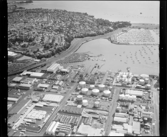 West Auckland with marinas and harbour bridge approaches