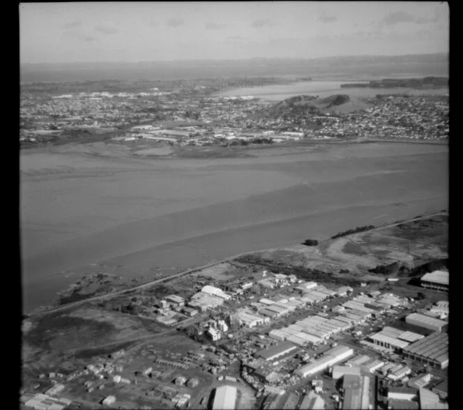 Industrial area, Onehunga, looking across the Mangere Bridge, Auckland