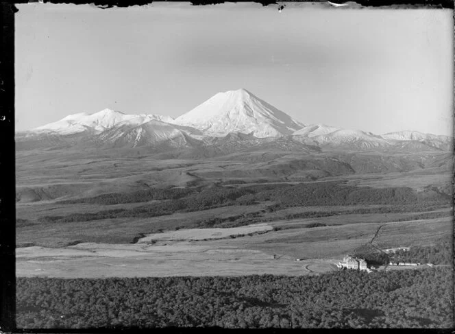 Mount Tongariro and Mount Ngauruhoe including Chateau Tongariro