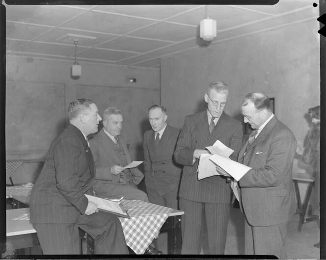 A group of men at the reception for L Swan at the Peter Pan cabaret