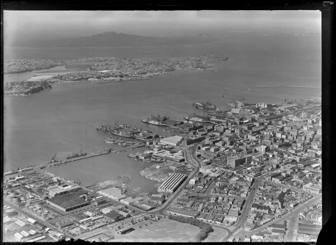 Auckland Harbour, city, and wharves
