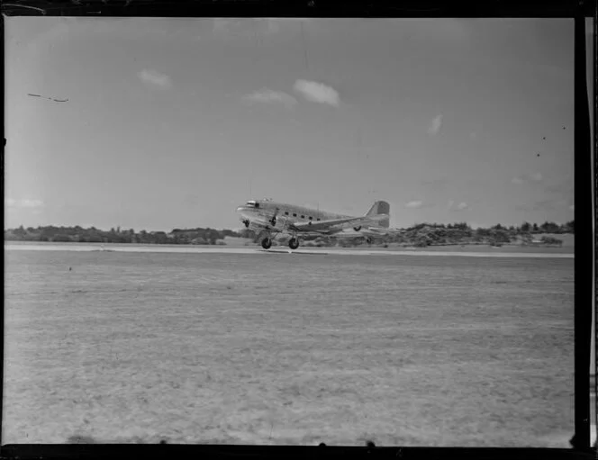 Royal New Zealand Air Force Dakota aircraft taking off