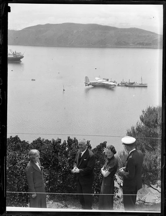 Launches refuelling the flying boat, Centaurus, Wellington Harbour