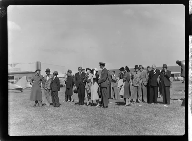 The official party including the Governor General Sir Bernard Freyberg at the Royal New Zealand Aero Club pageant in Dunedin