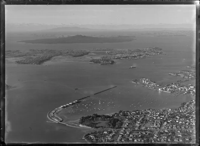 Auckland harbour including Rangitoto Island in the background
