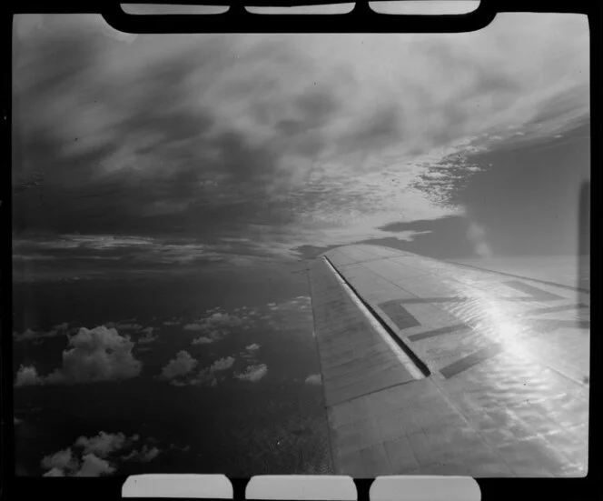 In flight near Norfolk Island, NZNAC (New Zealand National Airways Corporation)