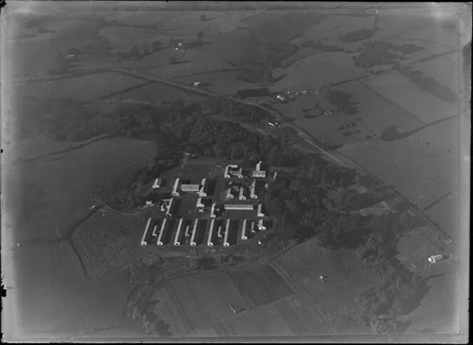 Ravensthorpe convalescent depot at Bombay, south of Auckland, to which mental health patients were evacuated after the 1945 eruption of Mount Ruapehu