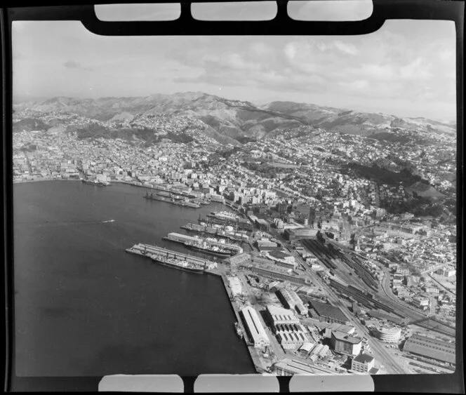 Wellington city, showing wharf and railway station area