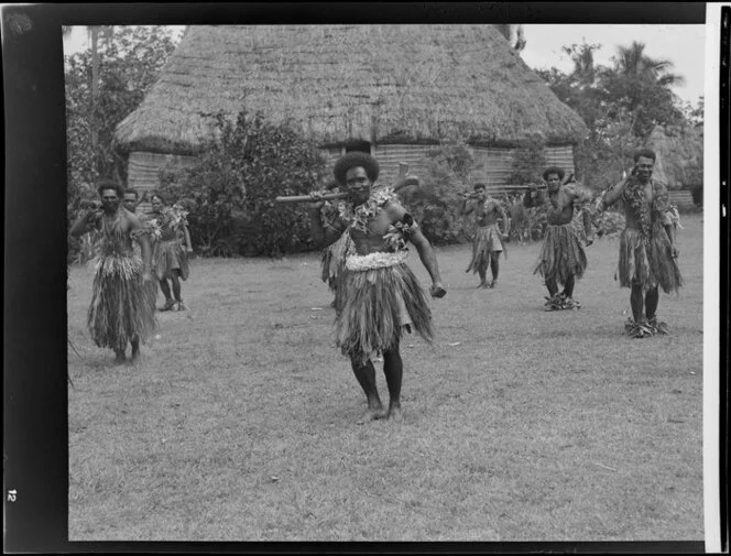 Male dancers at the meke, Lautoka, Fiji