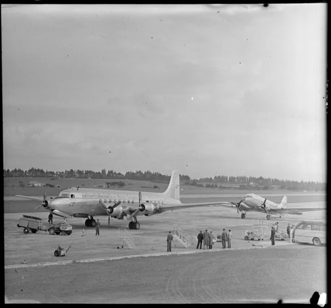 British Commonwealth Pacific Airlines aircraft DC6 at Whenuapai