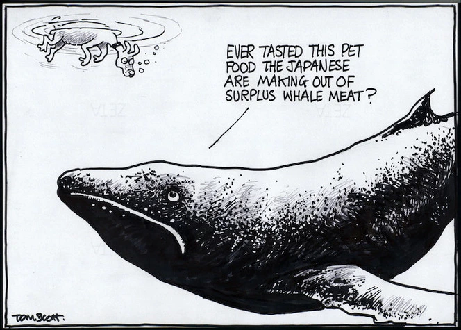 "Ever tasted this pet food the Japanese are making out of surplus whale meat?" 15 February, 2006.